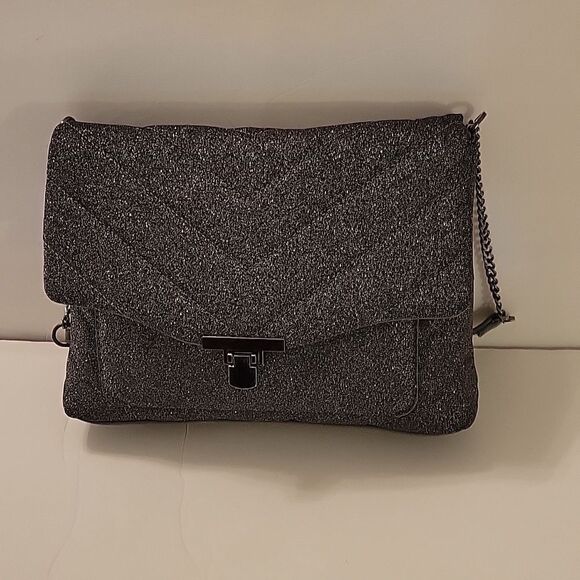 WOMEN"S A.NEW DAY BLACK GLITTER SPARKLE DESIGN OVER THE SHOULDER BAG - Picture 3 of 15